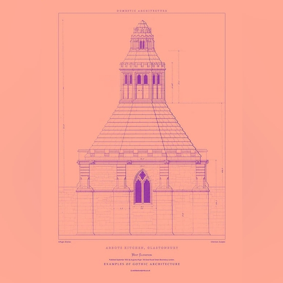 Architectural Print: Abbots Kitchen West Elevation/ Size A2 - Picture 1 of 5
